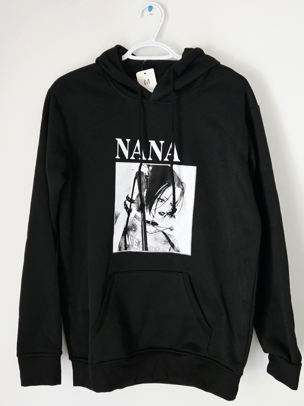NaNa Black Graphic Hoodie with Manga Print